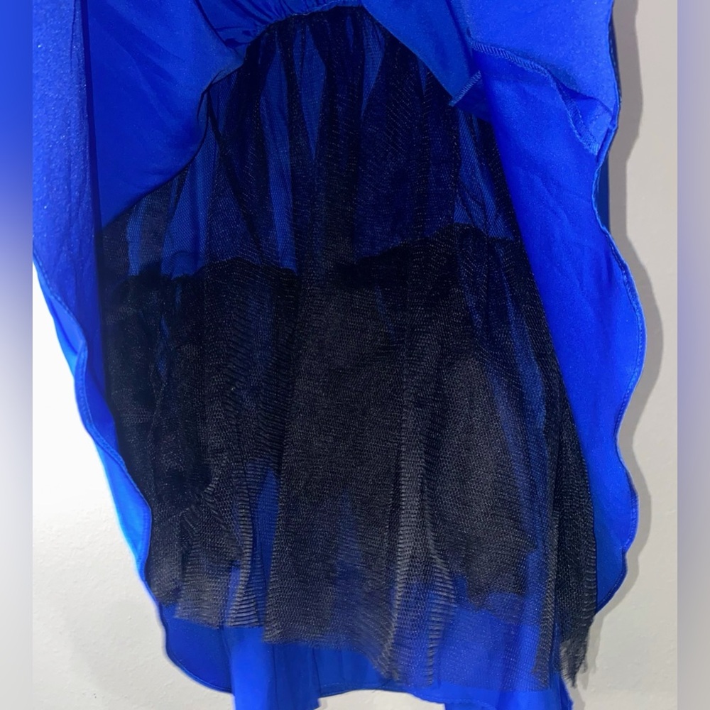 DAVID BRIDAL LITTLE GIRLS ROYAL BLUE SATIN FORMAL DRESS - Picture 3 of 7